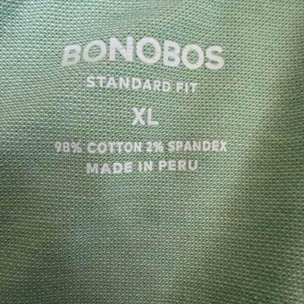 Bonobos Polo Shirt Mens XL Standard Fit Lime Green Cotton Short Sleeve Golf Peru